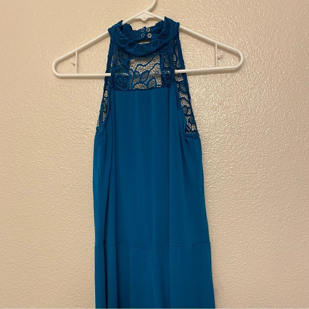 WEISSMAN Dance Costume unitard jumpsuit teal lace Open Hands 12372 adult MA - Picture 3 of 14
